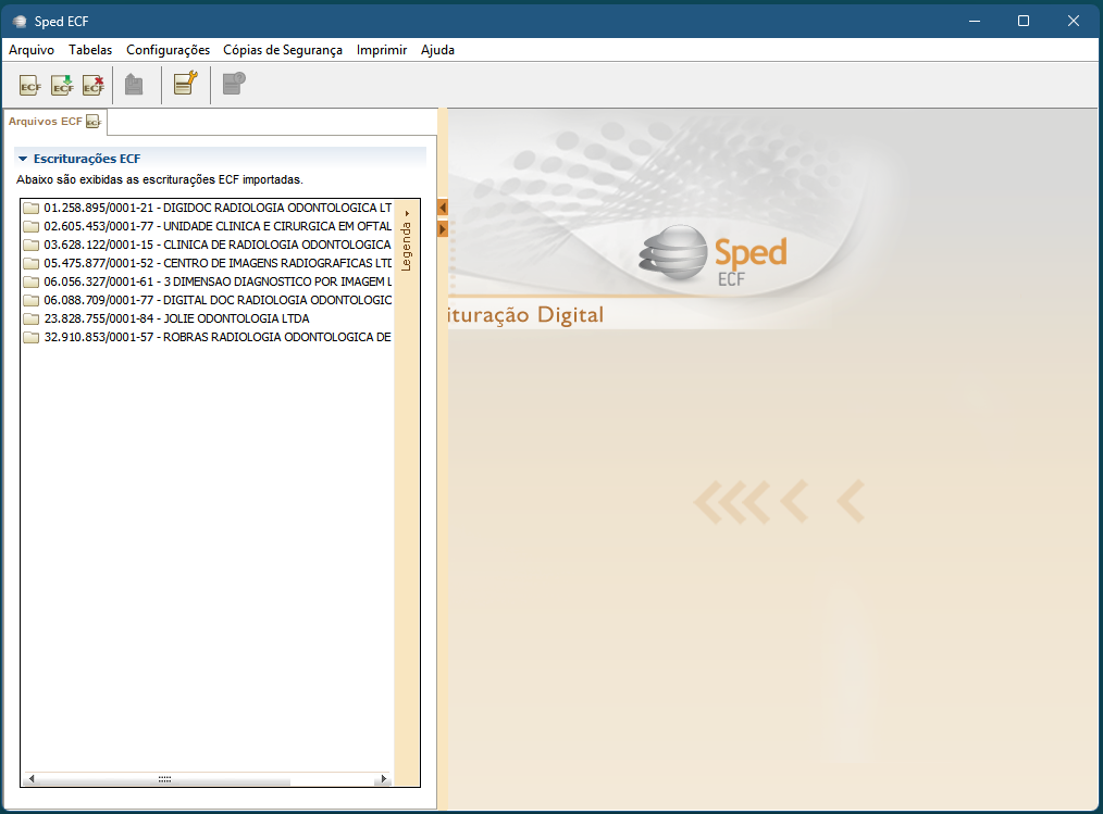 Tela SPED ECF